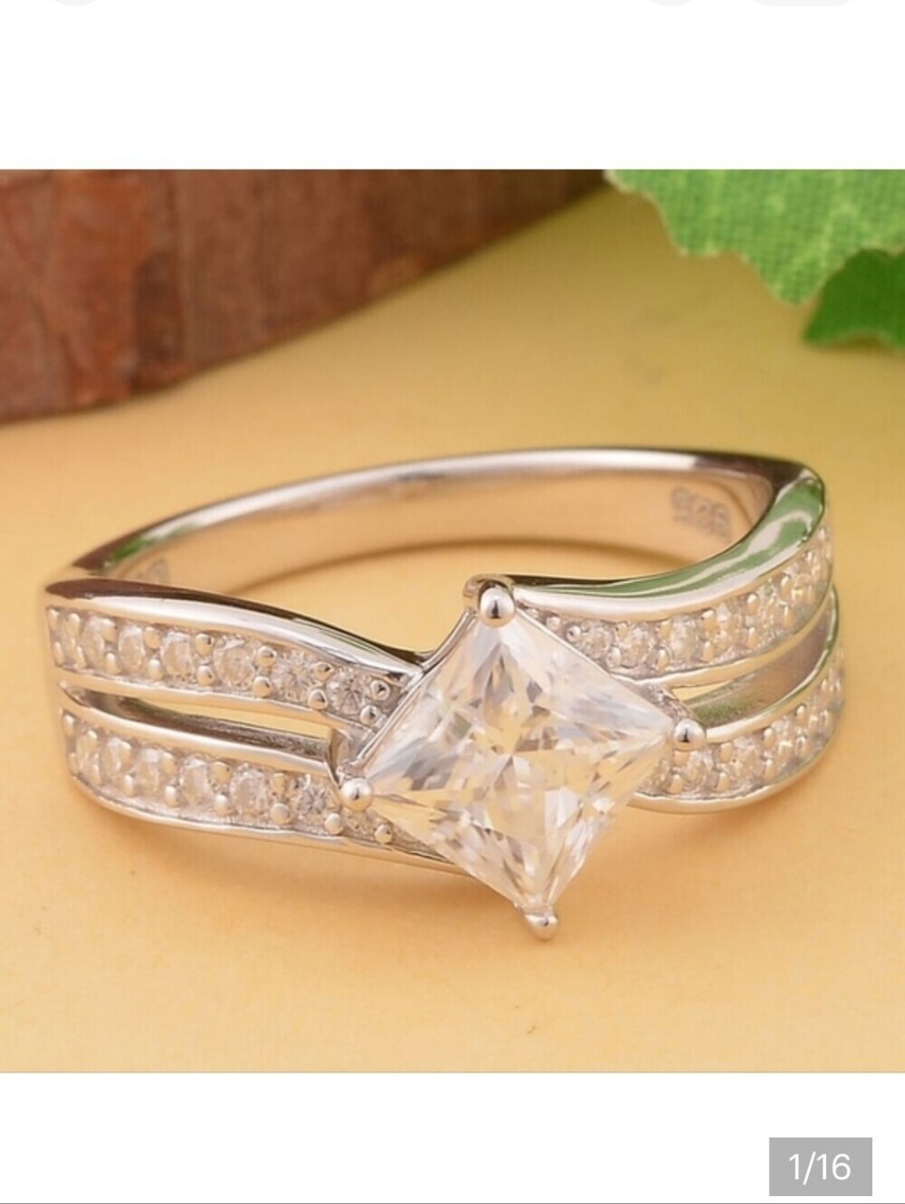 🆕️💍 Moissanite Bypass Band Ring in Rhodium Over Sterling Silver ( Size 6.0)💍